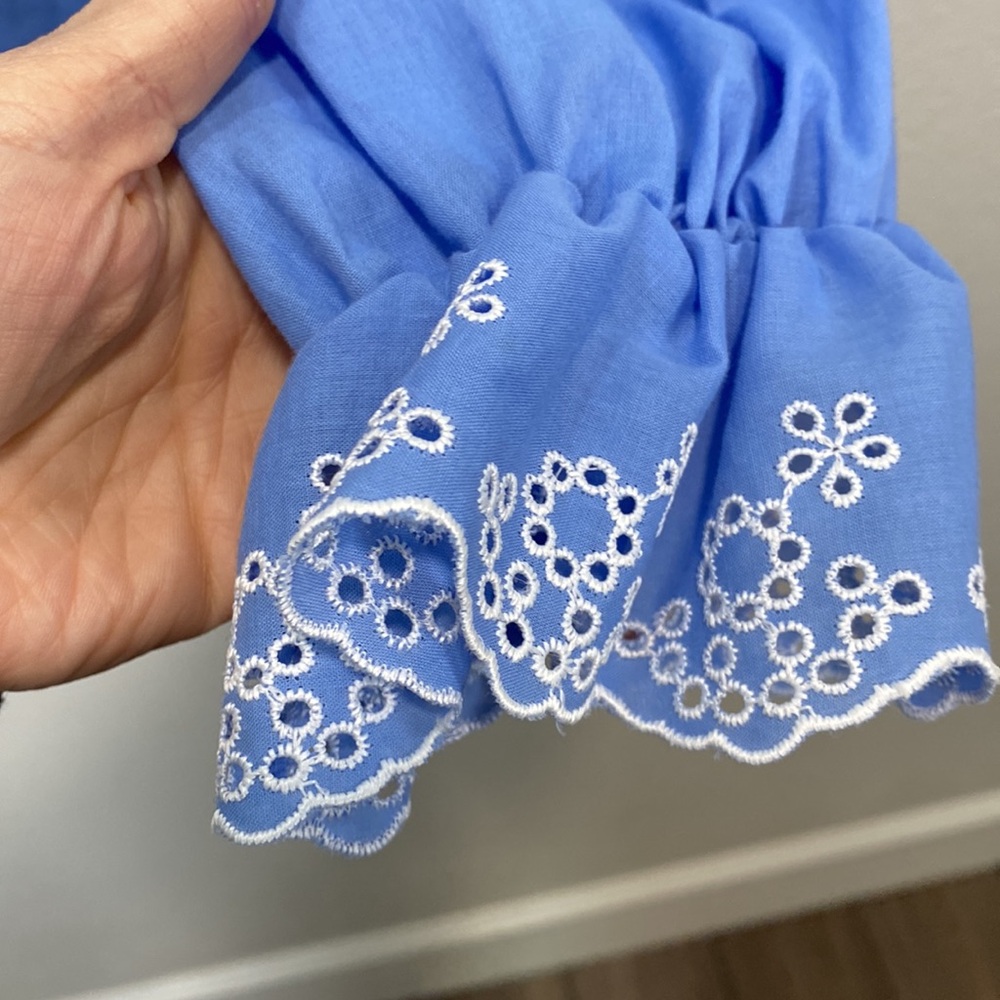 Zara blouse eyelet ruffle light‎ blue - Picture 5 of 10